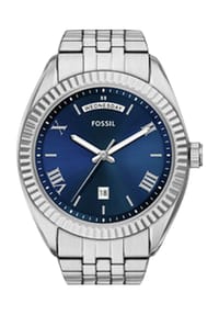 FOSSIL CAMPBELL - Fossil Herrenuhr Campbell 3-Zeiger-Werk Wochentag Datum Edelstahl, FS6140 - Silber
