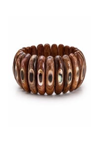 collezione alessandro® - Armband Nussbaum elastisch, aus Holz mit Muscheln - braun