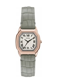 FOSSIL HARLOW - Fossil Damenuhr Harlow mit drei Zeigern, burgunderfarbenes Krokodil-Leder, ES5428 - Roségold