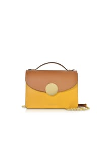 LePARMENTIER PARIS NEW ONDINA COLOR BLOCK - New Ondina Color Block Flap Top Satchel Bag - caramel/dark Green