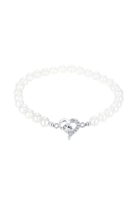 elli. - Armband Herz Perle Silber, Mit Kristallen Von Swarovski® - Weiß