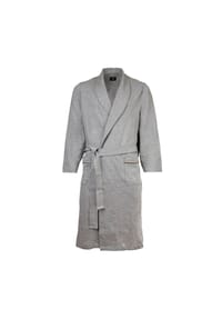 BOSS - Herren Bademantel - Robe, Morgenmantel, Baumwolle, Logo - Grau