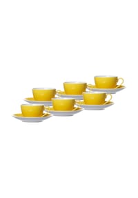 Ritzenhoff & Breker Kaffeetassen mit Untertassen Doppio 200 ml 6er Set - DOPPIO - gelb