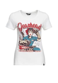 QUEEN KEROSIN - Print-Shirt mit Frontprint und Rundhalsausschnitt Gearhead - offwhite