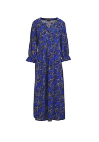 GOLDNER - Kurzgröße:  Viskosekleid mit V-Ausschnitt - royalblau / marine / gemustert