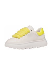 GEOX - Lederimitat Sneaker - Weiß/Gelb