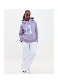 CAT by manii'ta lacitta - Lila Kapuzenpullover mit weißem Katzenmotiv - lila