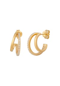 caї - Steck-Creolen 925/- Sterling Silber 62 Zirkonia - gelb