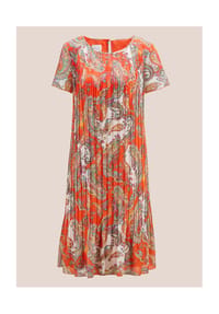 MADELEINE - Stilvolles Faltenkleid mit Paisley-Muster - blutorange / multicolor