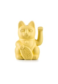 DONKEY - Winkekatze Lucky Cat, Kunststoff, Gelb, ca. 15 cm - Blau