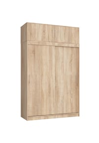 Akord - Schwebetürenschrank S150 mit Aufsatz, 4 Türen und 8 Einlegeböden - sonoma-eiche