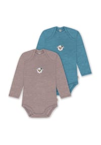 normani® - 2er Pack Baby Merino Body Langarm Auckland - Anthrazit/Beige