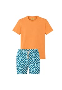 Gassa d'Amante - Badeshorts & T-Shirt (2tlg. Set) Nora mit mediterranem Flair - Dunkelblau-Senfgelb