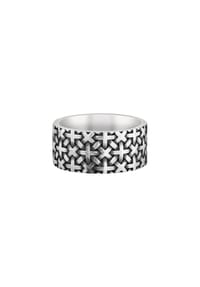 caї WOVEN - Herren Ring, 925er Silber - SILBERGRAU