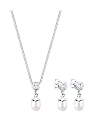 elli. - Schmuckset Süßwasserperle Zirkonia 925 Silber - Weiß