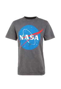 RE:COVERED - T-Shirt NASA Vintage Logo Washed Grey im zeitlosen Design - Grey