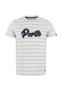 ROADSIGN® australia - Herren T-Shirt Perth mit Streifen und Print-Applikation - weiss