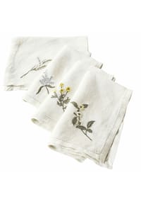 LOBERON - Serviette 4er Set Lentilly weiß/bunt - weiß/bunt