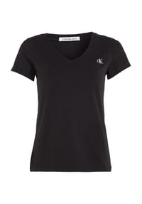Calvin Klein Jeans - T-Shirt, Logo-Detail, V-Ausschnitt, für Damen - BAE CK BLACK