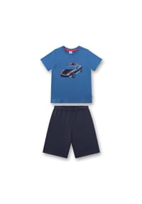 Sanetta - Jungen Schlafanzug, kurz - Kids, Polizei, Pyjama, Single Jersey, Baumwolle - Blau
