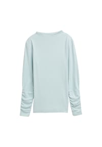 DENIM TOM TAILOR - Langarmshirt, Raffungen, für Damen - SILVER CLOUD BLUE MELANGE