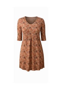 CAROLIN RICK - Longshirt mit Kellerfalte an vorderer Mitte, gemustert - Cognac