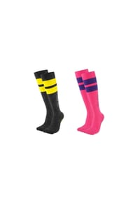 MUNADUNA - 2er-Pack Kompressions-Kniestrümpfe Anti-Rutsch Fitness-Socken,Frottee-Polsterung,Anti-Rutsch - Schwarz-Blau, Neon-Gelb