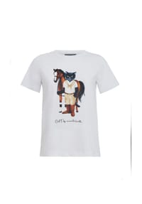cat e lolette - Weißes T-Shirt mit Katzenmotiv - weiß