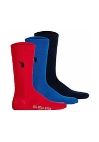 U.S. POLO ASSN. - Herren Socken, 3er Pack - Business-Socken, Logo, Baumwoll-Mix - Anthrazit Melange