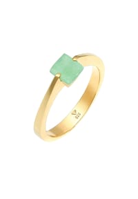 elli. PREMIUM - Ring Jade Grün Viereck Klassik 925 Silber Vergoldet - Gold