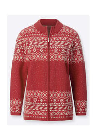Sieh an! - Jacquard-Strickjacke - khaki-ecru-gemustert