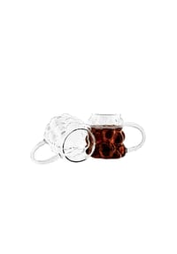 mulex® - Bubble Gläser mit Henkel, Hitzebeständig aus Borosilikatglas - 350 ml - Transparent 2-tlg