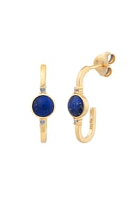 caї - Creolen 925 Silber vergoldet Lapis und Zirkonia 925/- Sterling Silber Lapislazuli - gelb