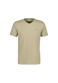 GANT - Herren T-Shirt V-Neck, Slim Fit - SLIM SHIELD V-NECK T-SHIRT, Kurzarm, Cotton - Beige (Oat)