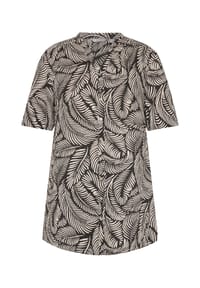 GALERIA - Shirtbluse, Split-Neck, Damen - BLACK LEAF AOP
