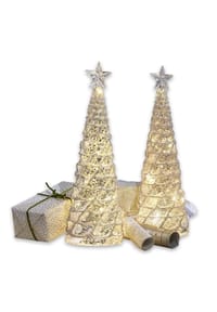 LOBERON - Deko-Baum 2er Set Glitter silber/ klar - silber/ klar