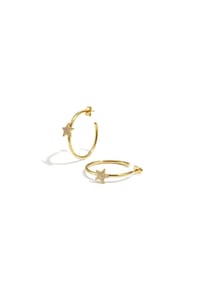 Adelia's - Creolen mit Sternmotiv und Strass aus Edelstahl - goldfarben