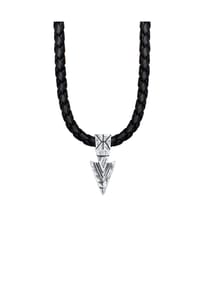 KUZZOÍ - Halskette Herren Lederkette Arrow Oxidiert Basic 925 Silber - Silber