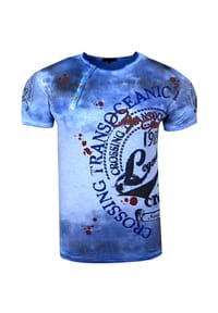 RUSTY NEAL® - T-Shirt mit plakativem Frontprint - Hell Blau