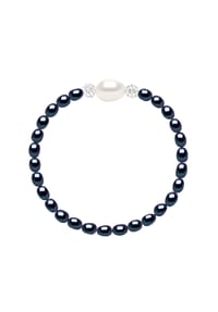 Pearls & Colors - Elastisches Armband mit barocken Perlen und Kristallen - Tahiti Color/Cristal Color