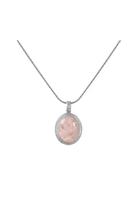 zeeme GEMSTONES - Halskette 925/- Sterling Silber 1 Rosenquarz 9,1ct. - weiß