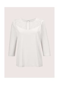 MADELEINE - Rundhals-Shirt mit Spitze - perlweiß