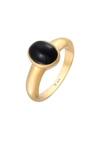 KUZZOÍ - Ring Herren Siegelring Onyx Oval Basic 925 Silber - Gold