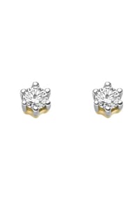 Adelia's - Adelia's Damen Solitär Ohrstecker Ohrringe 585 Gold ( 14K ) mit 2 Brillanten ( 0,15 ct ) - silber