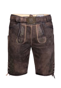 EDELNICE - Kurze Wildbocklederhose Gustl - dunkelbraun