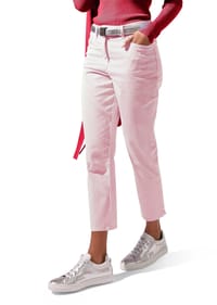 MADELEINE - Fein gestreifte Jeans - weiß / granat