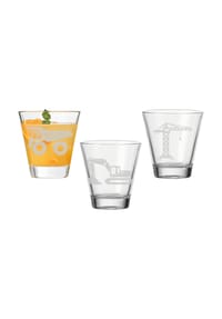 LUXENTU - Kinderbecher Baustellenfahrzeuge 215 ml 3er Set transparent - transparent
