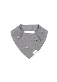 maximo® - GOTS BABY-Tuch, Druckknopf Musselinstoff bestickt, Futter - cork washed-margerite