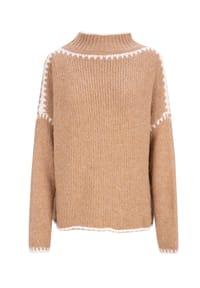 Seasons of April - Strickpullover JOLIE Damen Pullover mit Stehkragen und Farbakzenten, Jolie - Creme