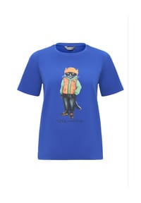 cat e lolette - Blaues T-Shirt mit Katzenmotiv - blau